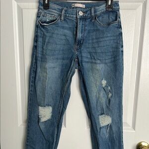 SO Women's Boyfriend Jeans - Distressed Blue